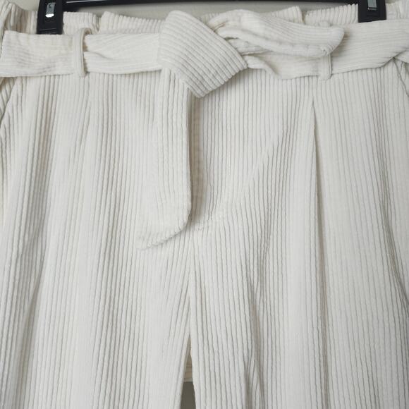 J.O.A. Just One Answer Women's Corduroy Front Tie Pants Off White Medium Wide - Picture 2 of 15